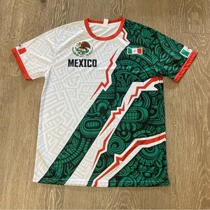 Mexico Soccer Jersey Green White Red Graphic Tee